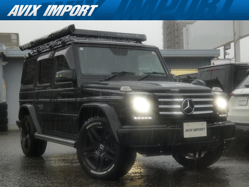 メルセデスベンツ Gクラス G350d 後期型 LUX-PKG  Bajarack製ﾙｰﾌﾗｯｸ REGRESS製ｻｲﾄﾞｵｰﾆﾝｸﾞ SR 黒革 ACC 純正HDDﾅﾋﾞ地ﾃﾞｼﾞBｶﾒﾗ Sｶﾒﾗ ﾊｰﾏﾝｶｰﾄﾞﾝ 社外20ﾌﾞﾗｯｸAW 正規D車