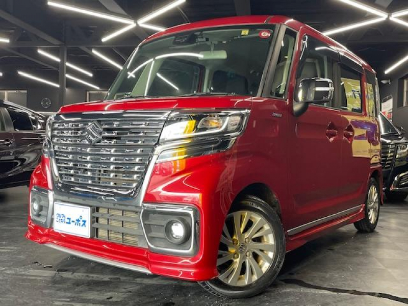 スズキ スペーシア カスタム　ハイブリッドGS　OP5年保証対象車両　純正SDナビ　パワースライドドア　運転席シートヒーター　ヘッドアップディスプレイ　クリアランスソナー　アイドリングストップ