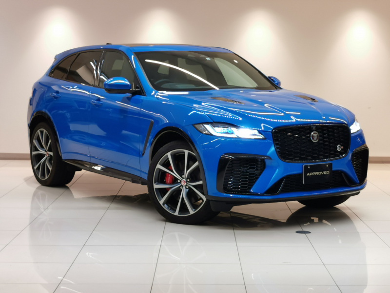 ジャガー F-PACE SVR 5.0L V8S/C P550 AWD 1オーナー サンルーフ フロントシートヒーター＆クーラー MERIDIAN™サウンド インタラクティブドライバーディスプレイ ACC 22インチアルミホイール ワイヤレスデバイスチャージング